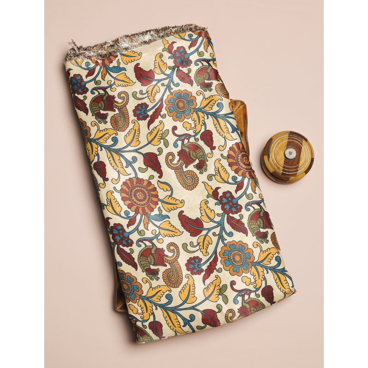 PURE GAJJI SILK KALAMKARI PRINTED FABRIC