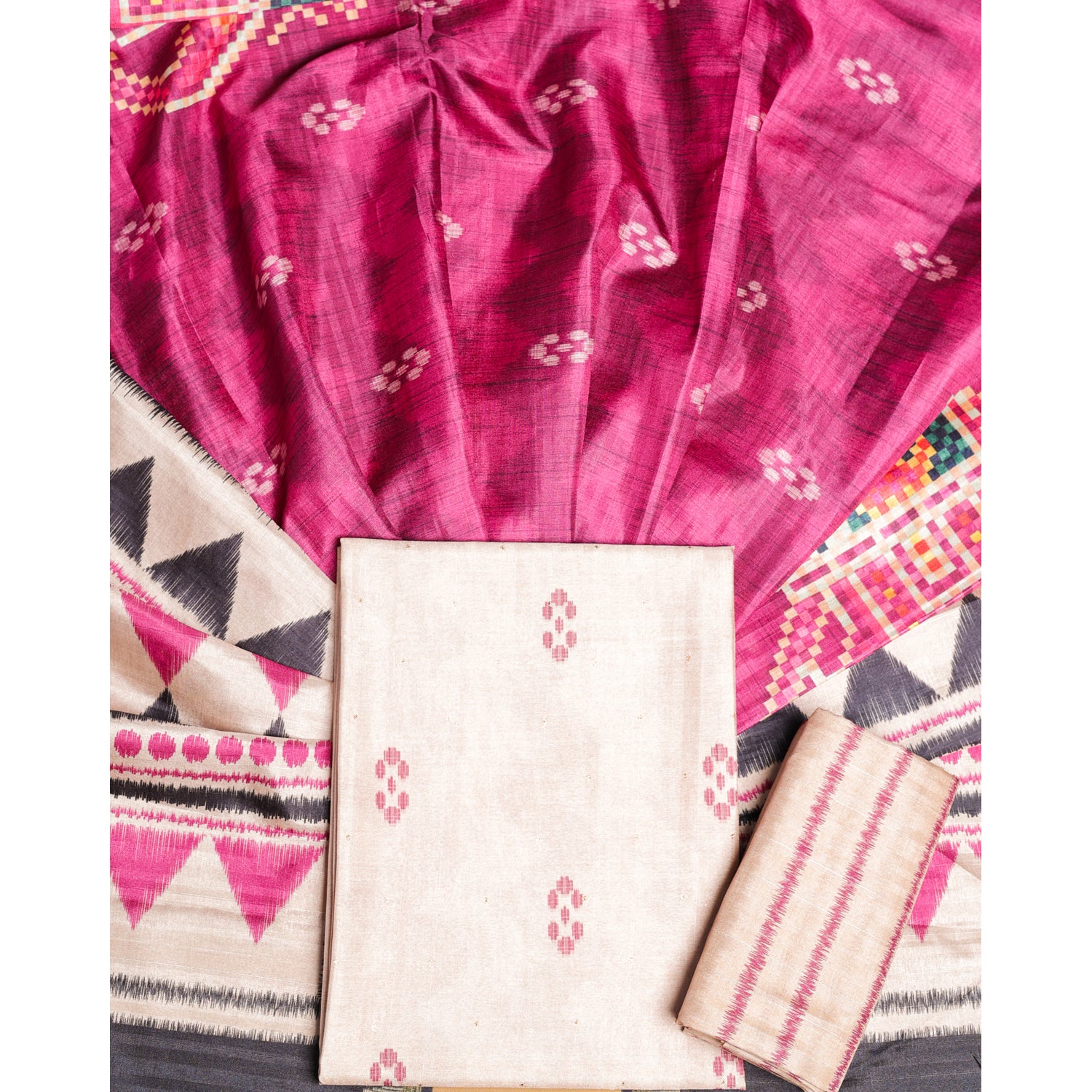 SEMI TUSSAR PRINTED SUIT SET
