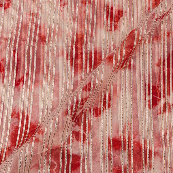 Organza Carrot Red Colour Tie & Dye Gota Patti Embroidered 43 Inches Width Fabric freeshipping - SourceItRight