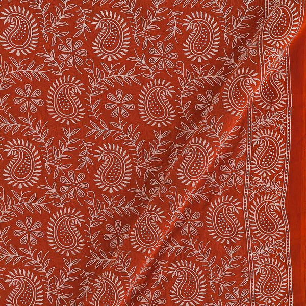 Buy Georgette Brick Red Colour Paisley Jaal Rubber Print Poly Fabric 3307AE Online