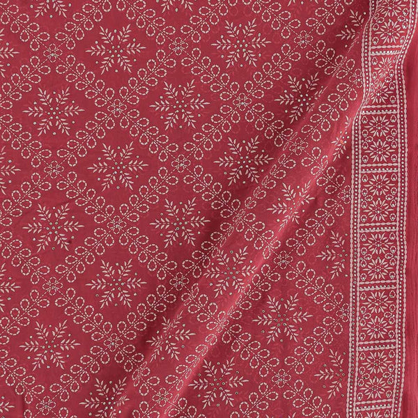 Buy Georgette Carrot Pink Colour Geometric Rubber Print Poly Fabric 3307AM Online