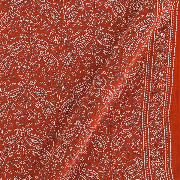Buy Georgette Brick Colour Paisley Jaal Rubber Print Poly Fabric 3307W Online