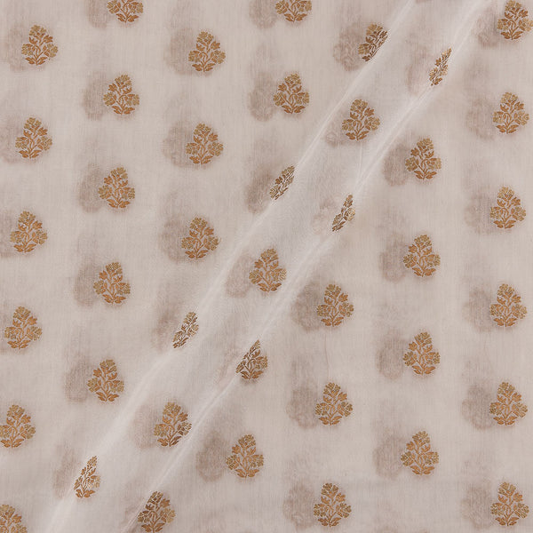 Buy Dyeable Off White Colour Gold Thread Embroidered Dolla Silk Fabric 3309B Online