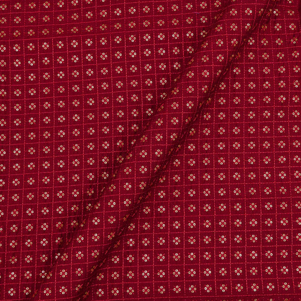 Silk Feel Tikki Embroidered Maroon Colour 43 Inches Width Fabric