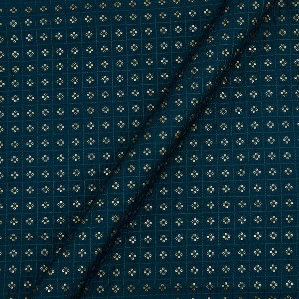 Silk Feel Tikki Embroidered Teal Blue Colour 43 Inches Width Fabric