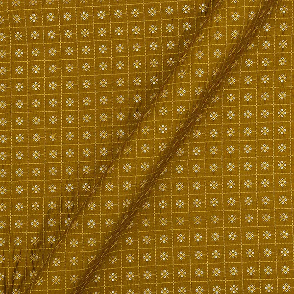 Silk Feel Tikki Embroidered Mustard Gold Colour 43 Inches Width Fabric