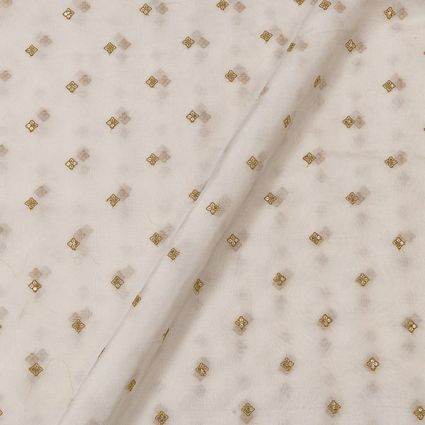 Dyeable Viscose Upada Silk Feel Golden Tikki Embroidered White Colour Fabric Online 3320A