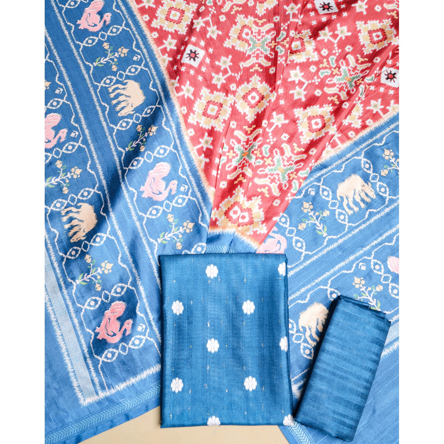 SEMI TUSSAR PRINTED SUIT SET