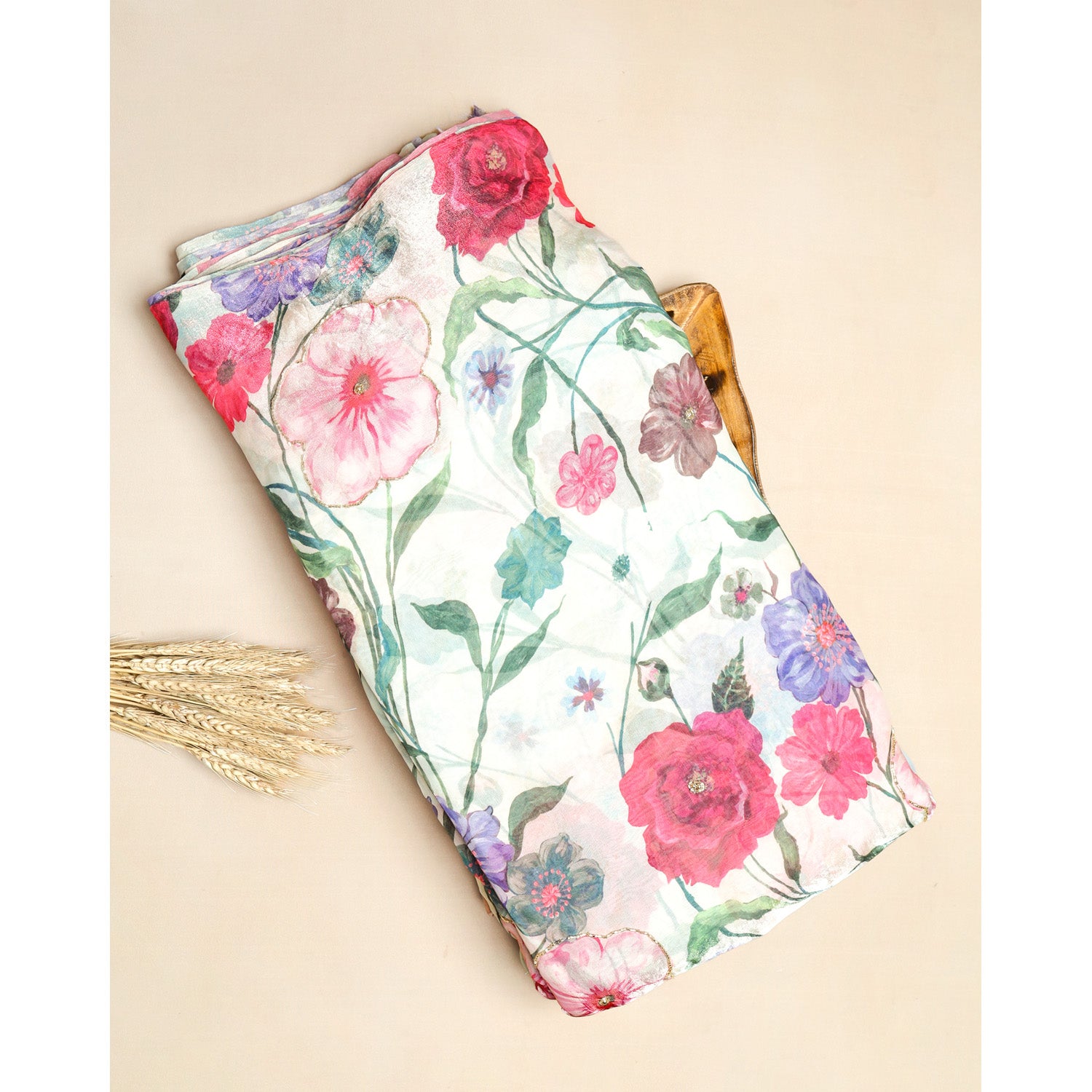 FENDI SILK EMBROIDERY WORK FABRIC
