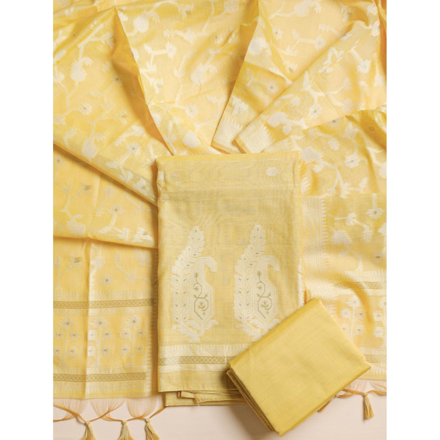 CHANDERI SILK JAMDHANI SUIT SET