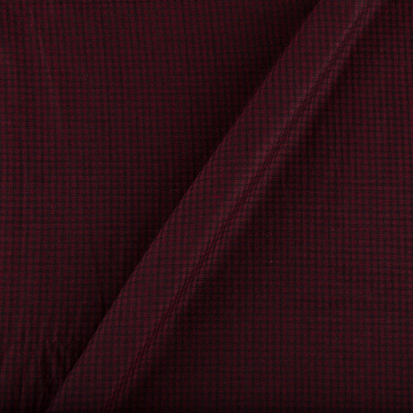 South Cotton Dark Maroon X Black Cross Tone Check Washed 43 Inches Width Fabric Cut of 0.35 Meter