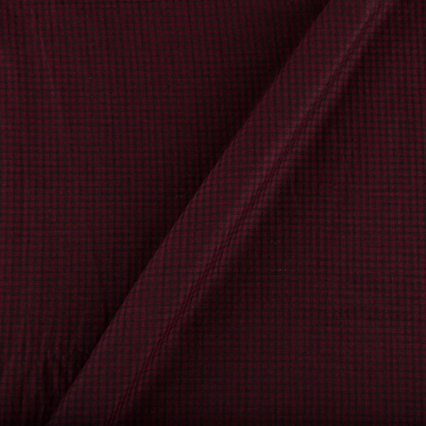 South Cotton Dark Maroon X Black Cross Tone Check Washed 43 Inches Width Fabric