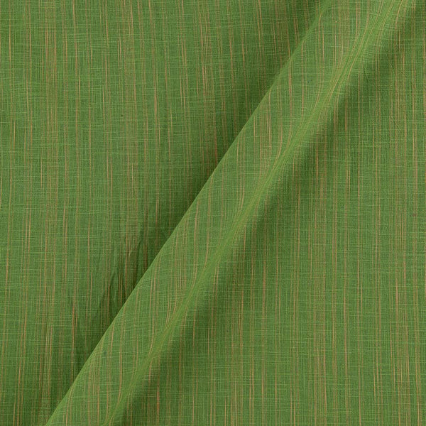 Slub Cotton Green Colour with Beige Slub Warp 42 Inches Width Fabric Cut Of 0.85 Meter
