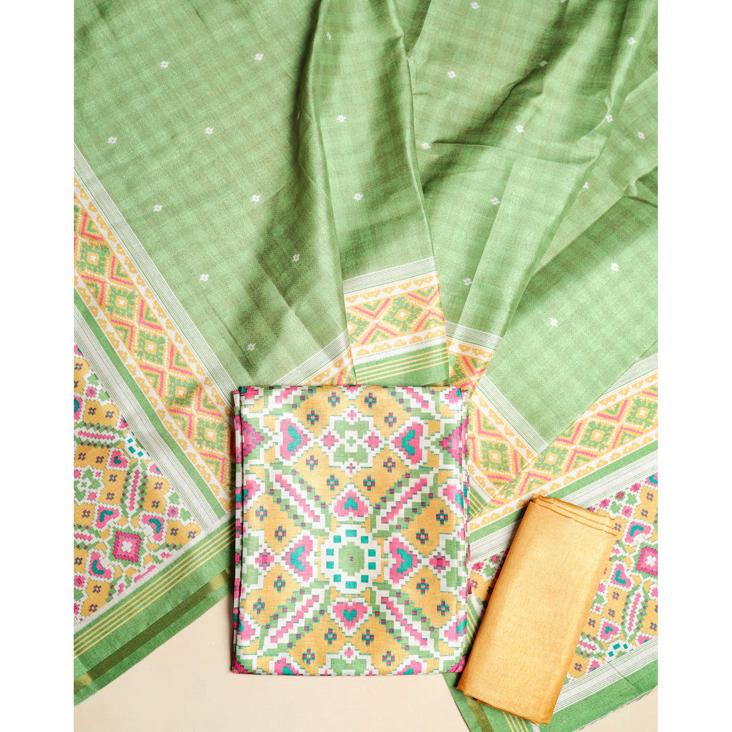 SEMI TUSSAR PATOLA PRINTED SUIT SET