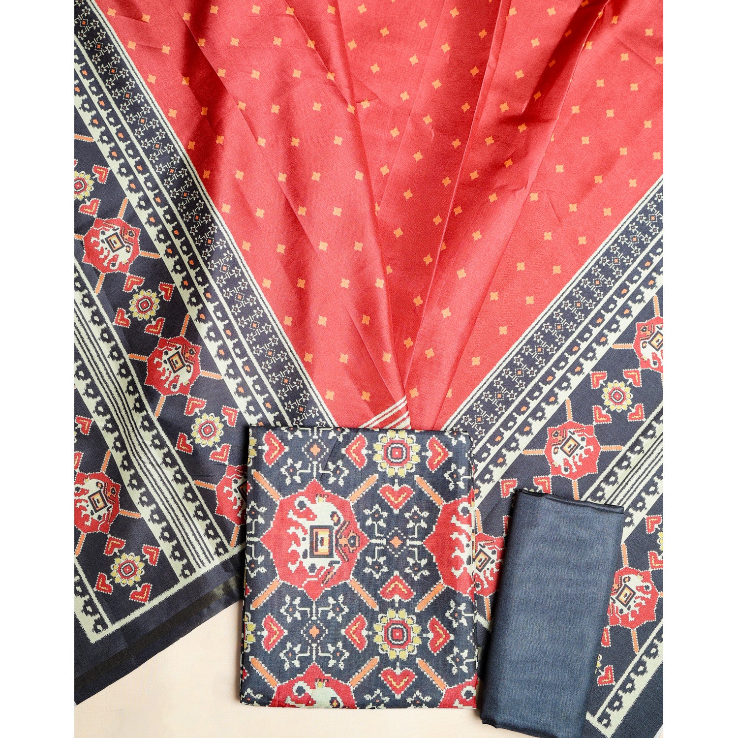 SEMI TUSSAR PATOLA PRINTED SUIT SET