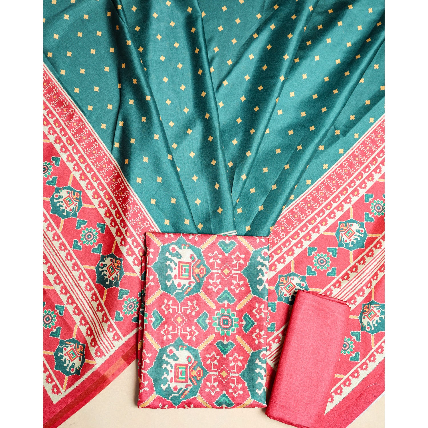 SEMI TUSSAR PATOLA PRINTED SUIT SET