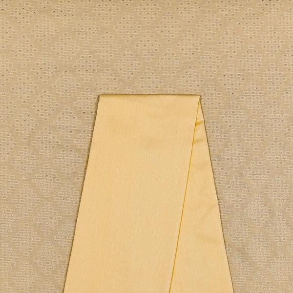 Two Pc Set Of Art Dupion Brocade Jacquard Butta Fabric & Cotton Satin [Malai Satin] Plain Fabric