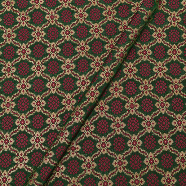 Banarasi Silk Dark Green Colour Zari Butta Bandhani Pattern Jacquard Fabric freeshipping - SourceItRight