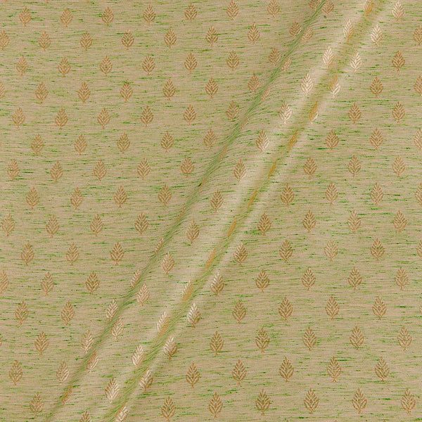 Buy Fancy Matka Type Cream Green Colour Banarasi PS Jacquard Fabric Online 6049O