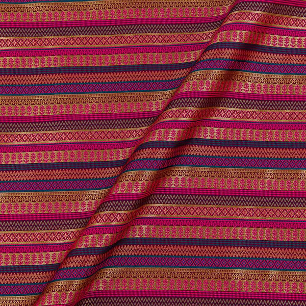 Silk Feel Rani Pink Colour Ethnic Pattern Brocade 48 Inches Width Fabric