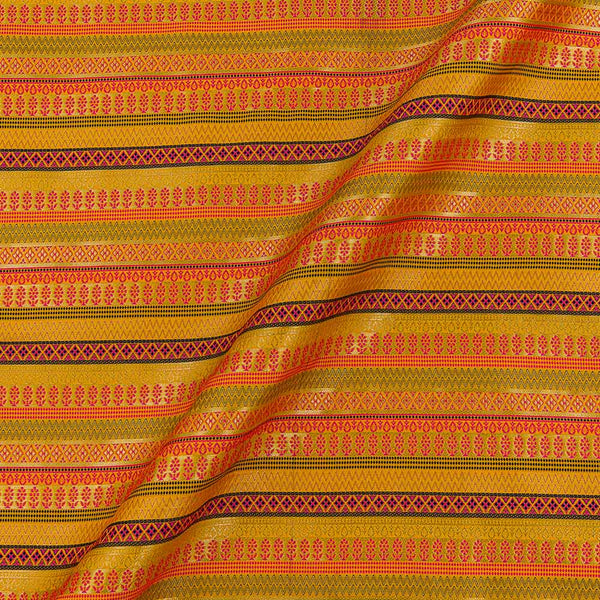 Silk Feel Golden Yellow Colour Ethnic Pattern Brocade 47 Inches Width Fabric