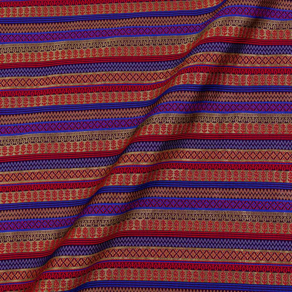 Silk Feel Violet Blue Colour Ethnic Pattern Brocade 47 Inches Width Fabric
