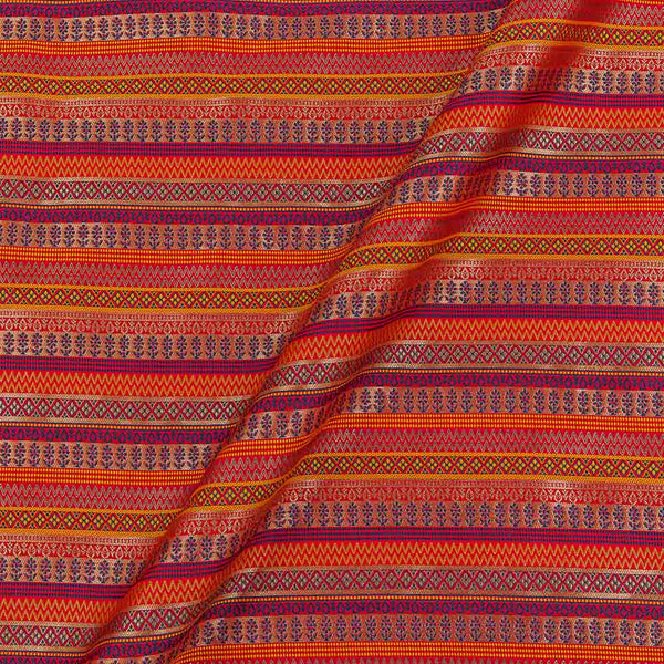Silk Feel Tangerine Orange Colour Ethnic Pattern Brocade 48 Inches Width Fabric