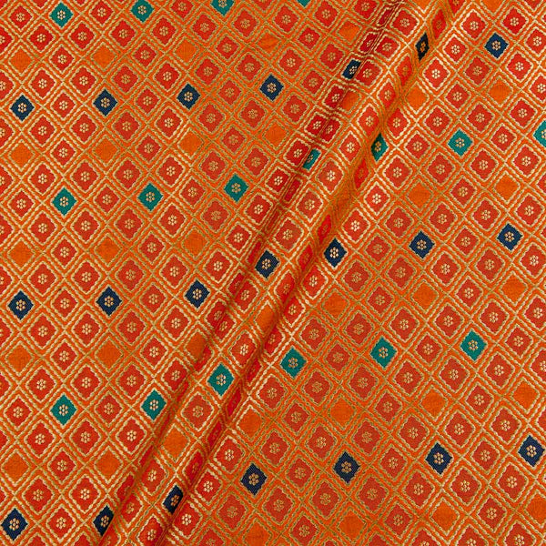 Buy Banarasi Silk Orange Two Tone Patola Pattern Jacquard Fabric Online 6051P