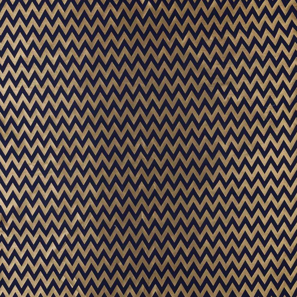 Art Silk Golden Jacquard Chevron Midnight Blue Colour Fabric Online 6053AF11