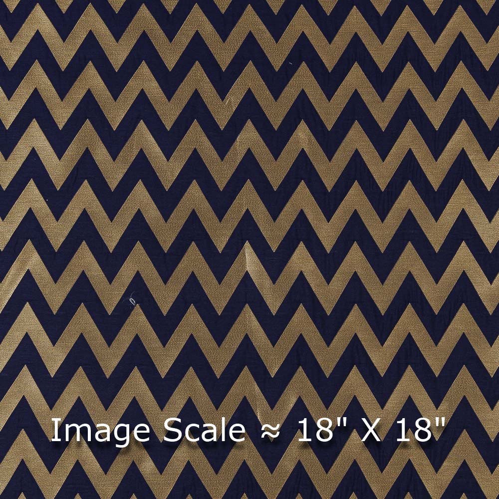 Art Silk Golden Jacquard Chevron Midnight Blue Colour Fabric Online 6053AF11