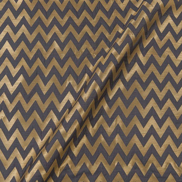 Art Silk Golden Jacquard Chevron Grey Colour Fabric Online 6053AF12