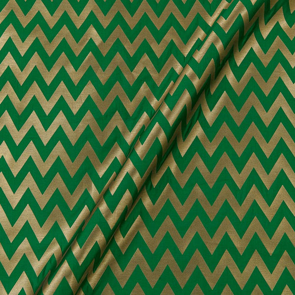 Art Silk Golden Jacquard Chevron Green Colour Fabric Online 6053AF14