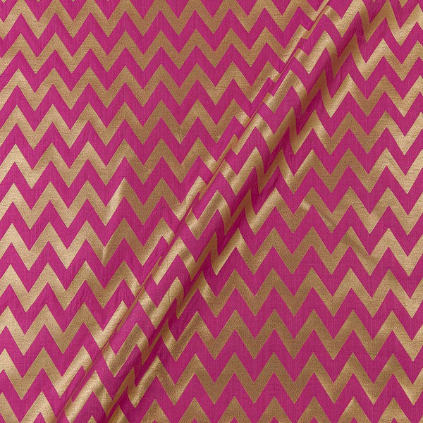 Art Silk Golden Jacquard Chevron Candy Pink Colour Fabric Online 6053AF17