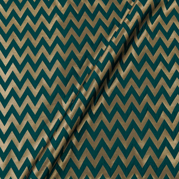 Art Silk Golden Jacquard Chevron Teal Green Colour Fabric Online 6053AF6