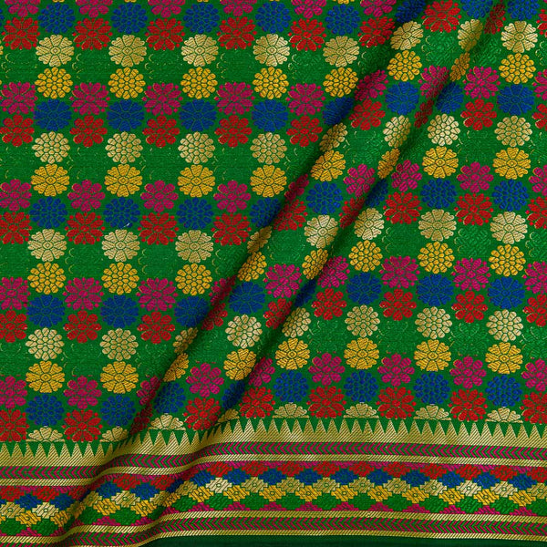 Buy Chanderi Feel Meenakari Inspired Pattern Green Colour Daman Jacquard Fabric Online 6061V