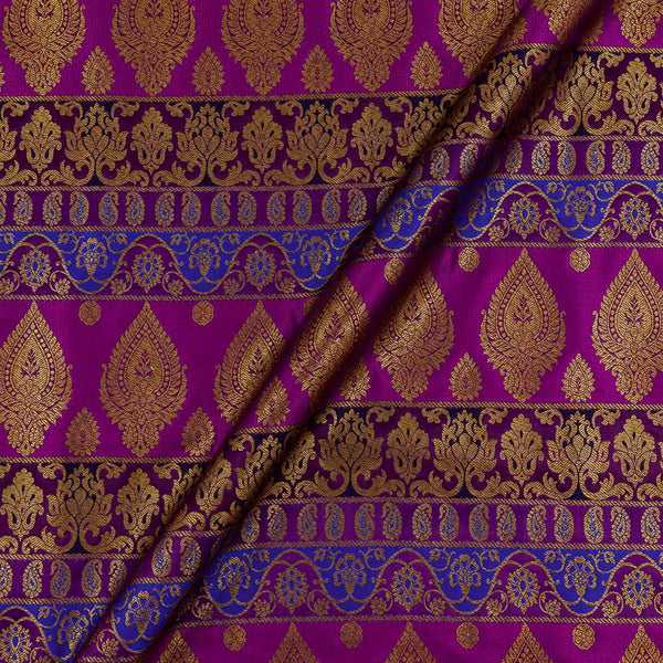 Satin Silk Feel Purple Colour Banarasi Brocade 43 Inches Width Fabric