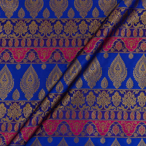 Satin Silk Feel Violet Blue Colour Banarasi Brocade 43 Inches Width Fabric