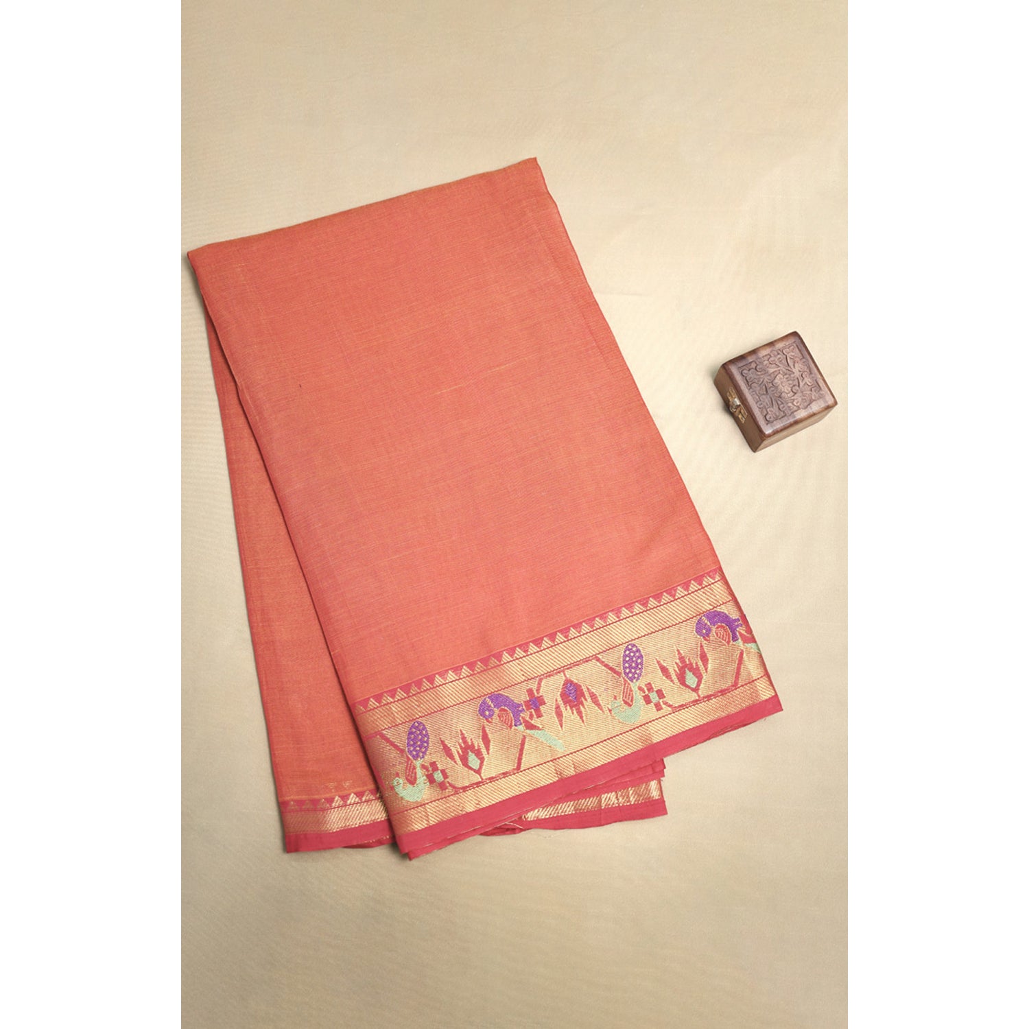 HANDLOOM COTTON NARAYANPET BORDER FABRIC