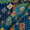 Ethnic Print on Teal Blue Colour Chinnon Silk Feel Zari Brocade 43 Inches Width Fabric
