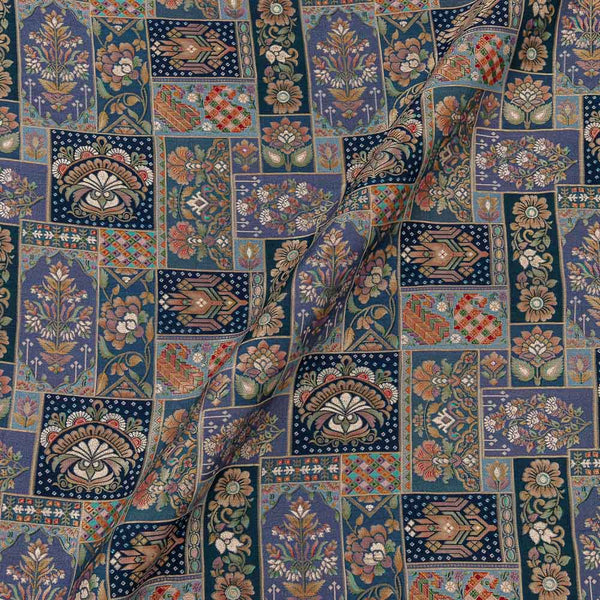 Munga Silk Feel Grey Colour Banarasi Jacquard Butta Fabric Online 6084F1