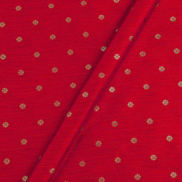 Artificial Raw Silk Poppy Red Colour Floral Butti Jacquard Fabric freeshipping - SourceItRight