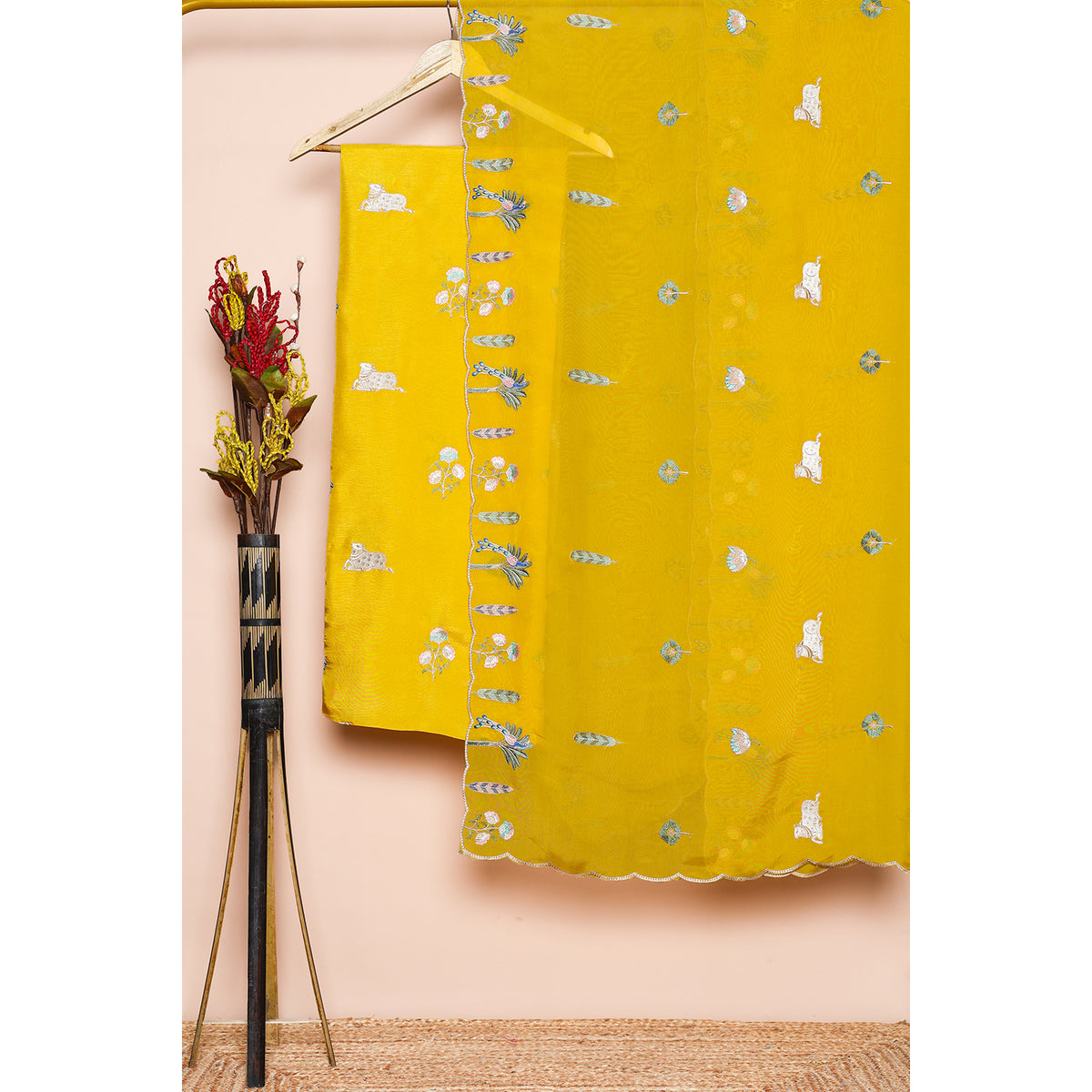 CHANDERI PICHWAI EMBROIDERED 2 PIECE SET