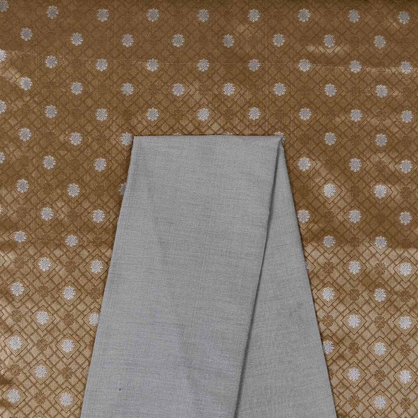 Two Pc Set Of Banarasi Art Silk Jacquard Fabric & Spun Cotton (Banarasi PS Cotton Silk) Plain Fabric [2.50 Mtr Each]