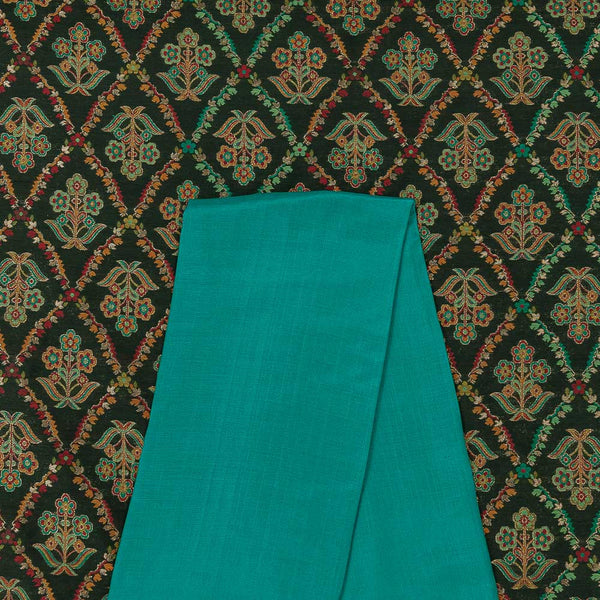 Two Pc Set Of Silk Feel Fancy Jacquard Fabric & Santoon Plain Fabric [2.5 Mtr Each]