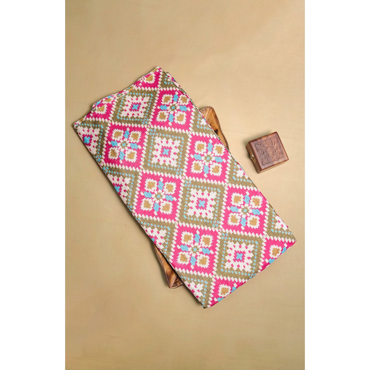 RAJWADI SEMI TUSSAR PATOLA PRINTED FABRIC
