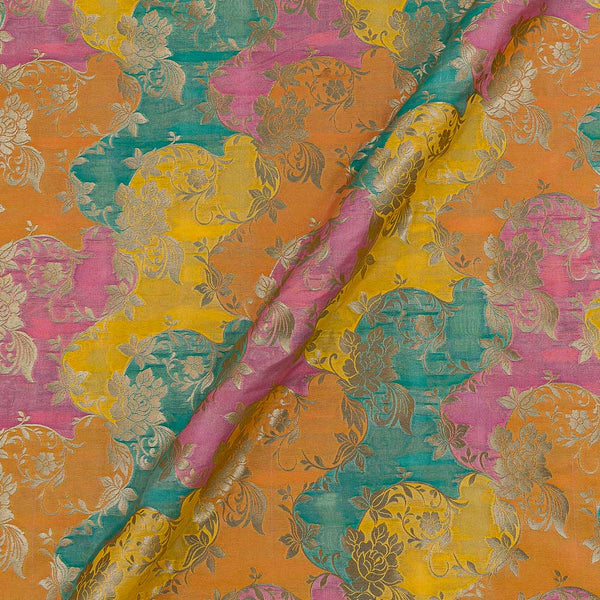 Satin Silk Feel Multi Colour Banarasi Brocade Fabric
