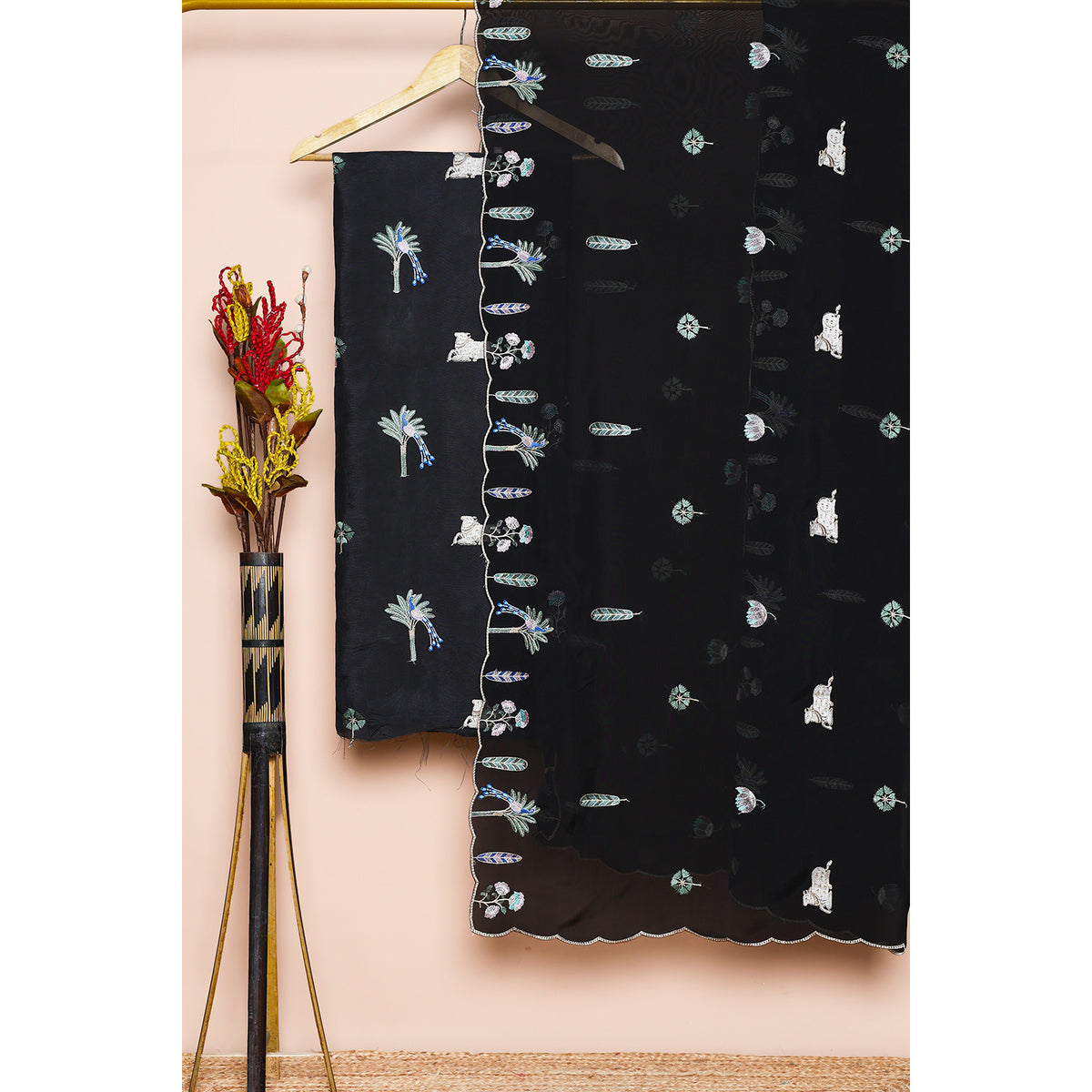 CHANDERI PICHWAI EMBROIDERED 2 PIECE SET
