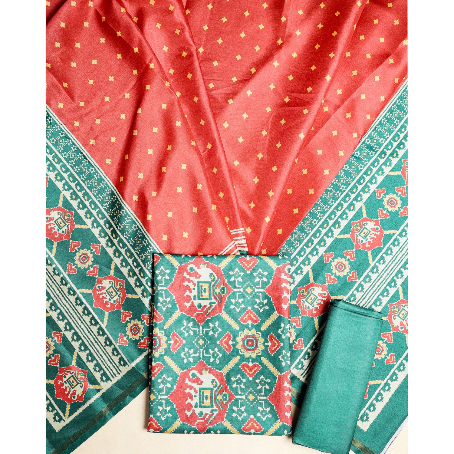 SEMI TUSSAR PATOLA PRINTED SUIT SET