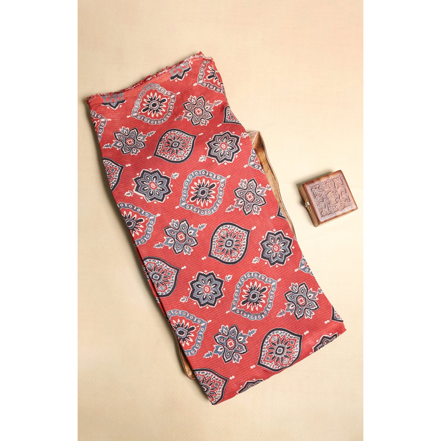 MUSLIN CHECKS AJRAKH PRINTED FABRIC