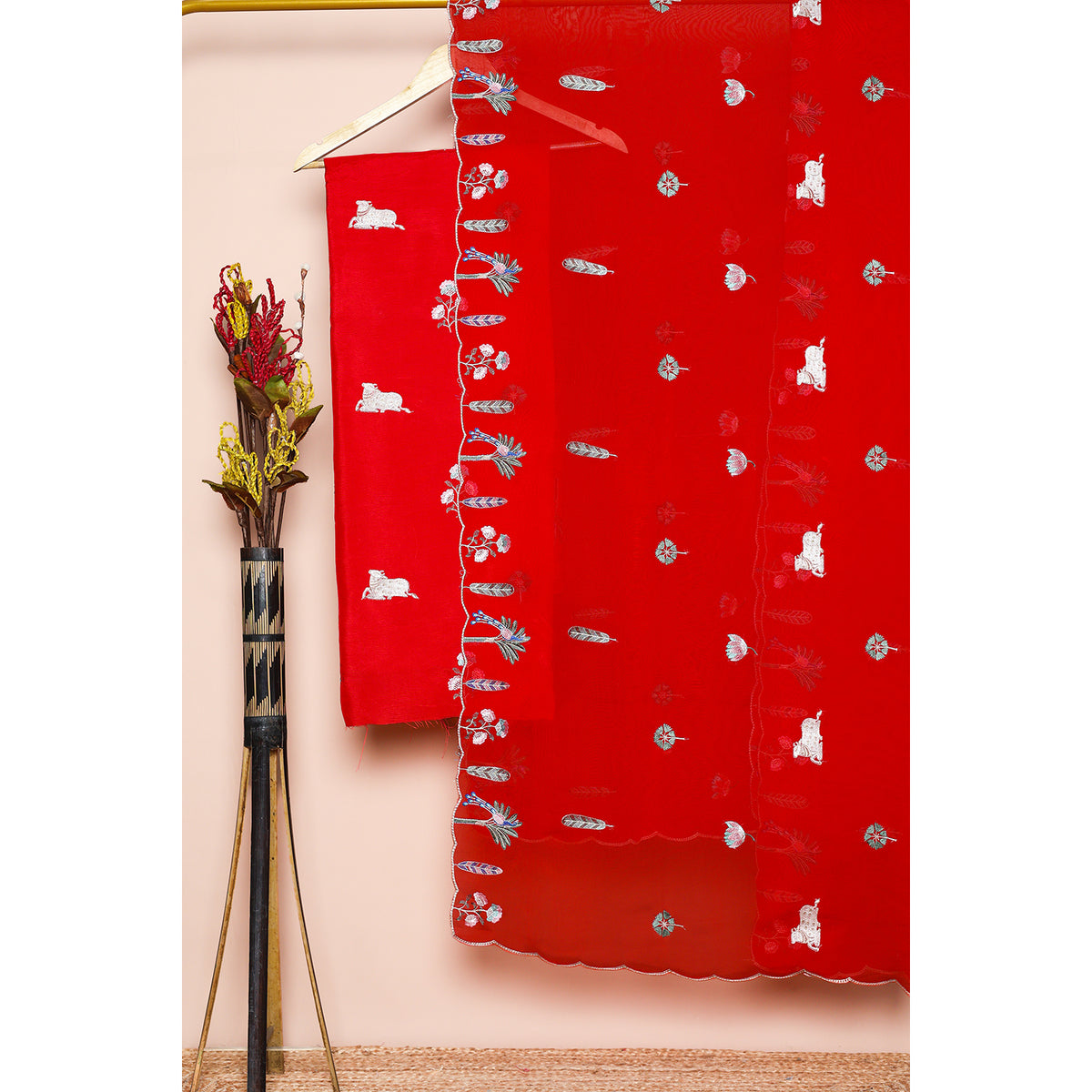 CHANDERI PICHWAI EMBROIDERED 2 PIECE SET
